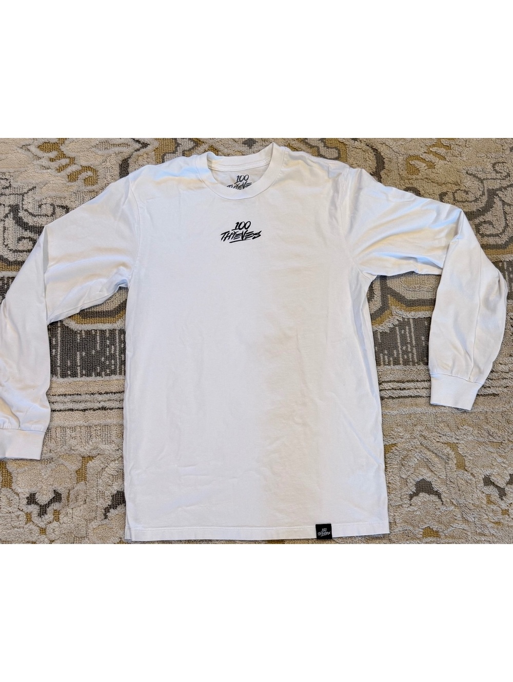 100 Thieves White Logo Long Sleeve T-Shirt Size Small